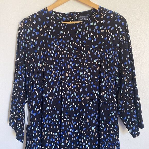 & Other Stories Navy Midi Dress w/ Multicolor Polka Dots and Wrap Waist Size 8 - Picture 4 of 14